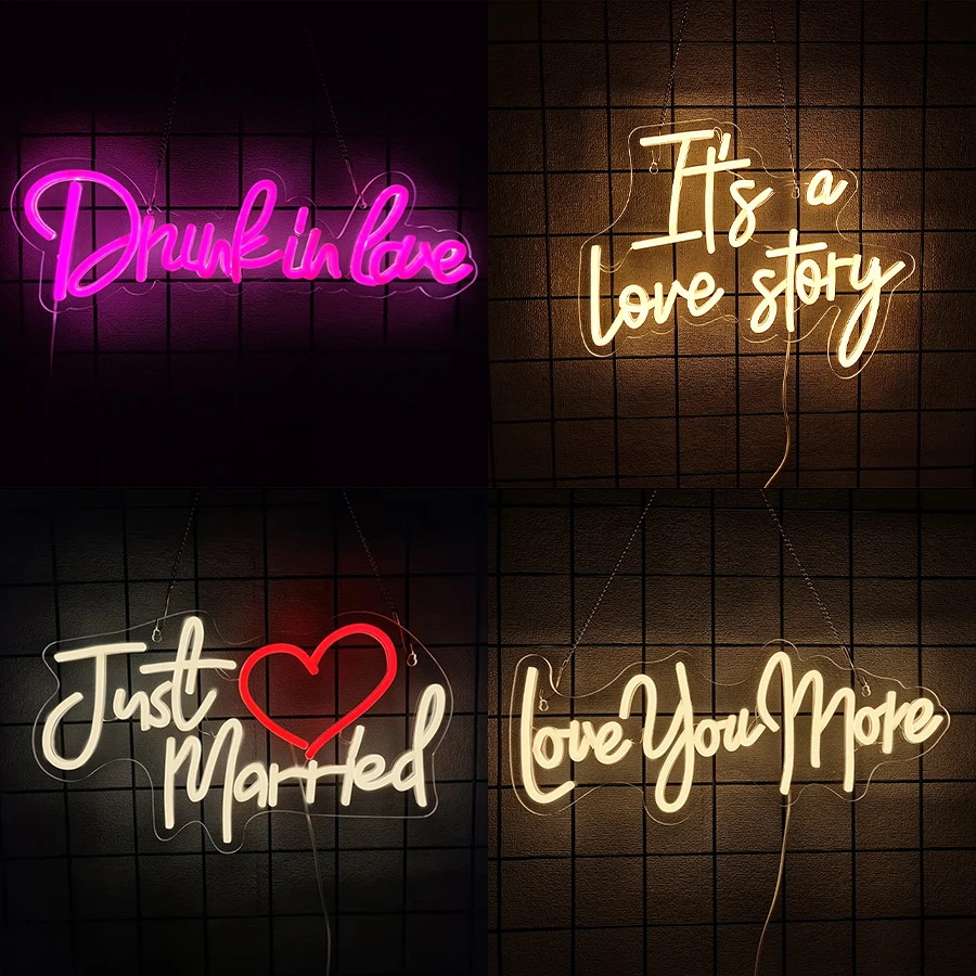 Drunk In Love Neon Sign For Wall Decor,Light Up Sign For Bedroom,Living Room,Wedding Reception Decor,Valentine'S Day Party Gift