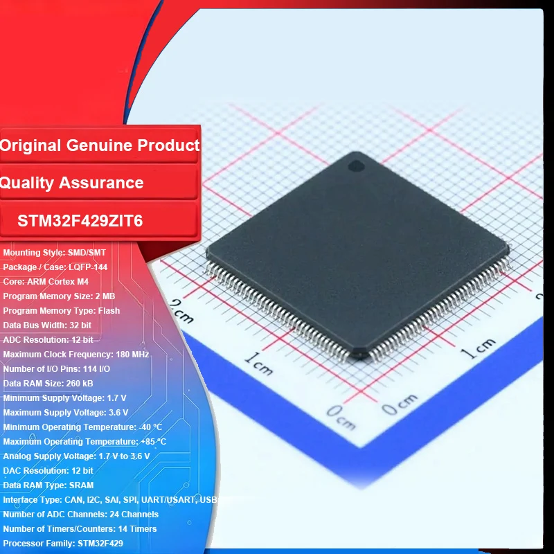 Original New STM32F429ZIT6 Microcontroller MCU 32 Bit 180 MHz ARM Cortex M4 Integrated Circuit IC Chip for Electronic DIY
