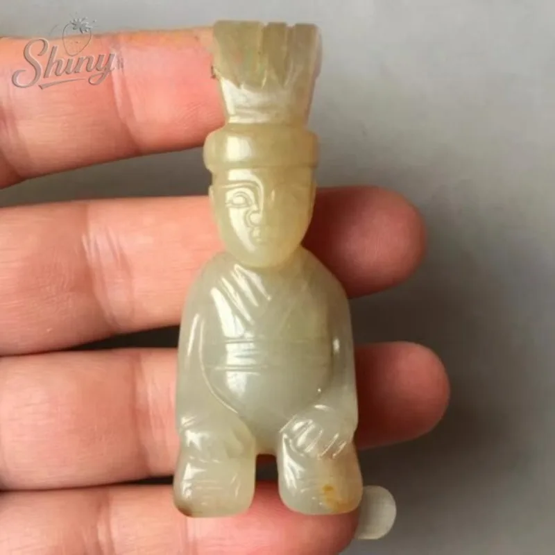 

Old Jade Hand Carved Chinese Ancient People Kneeling Human Statue Cultural Studies Home Office Desktop Ornaments Decoration