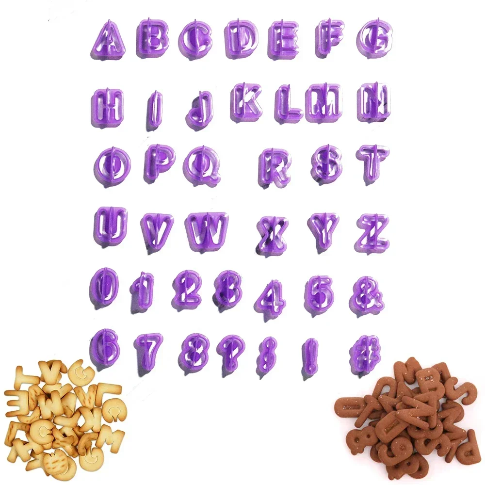 Alphabet Cake Molds Figure Plastic Letter Fondant Mold Icing Cookie Cutter Number Cake Mould Baking Decorating Tools 40pcs/set