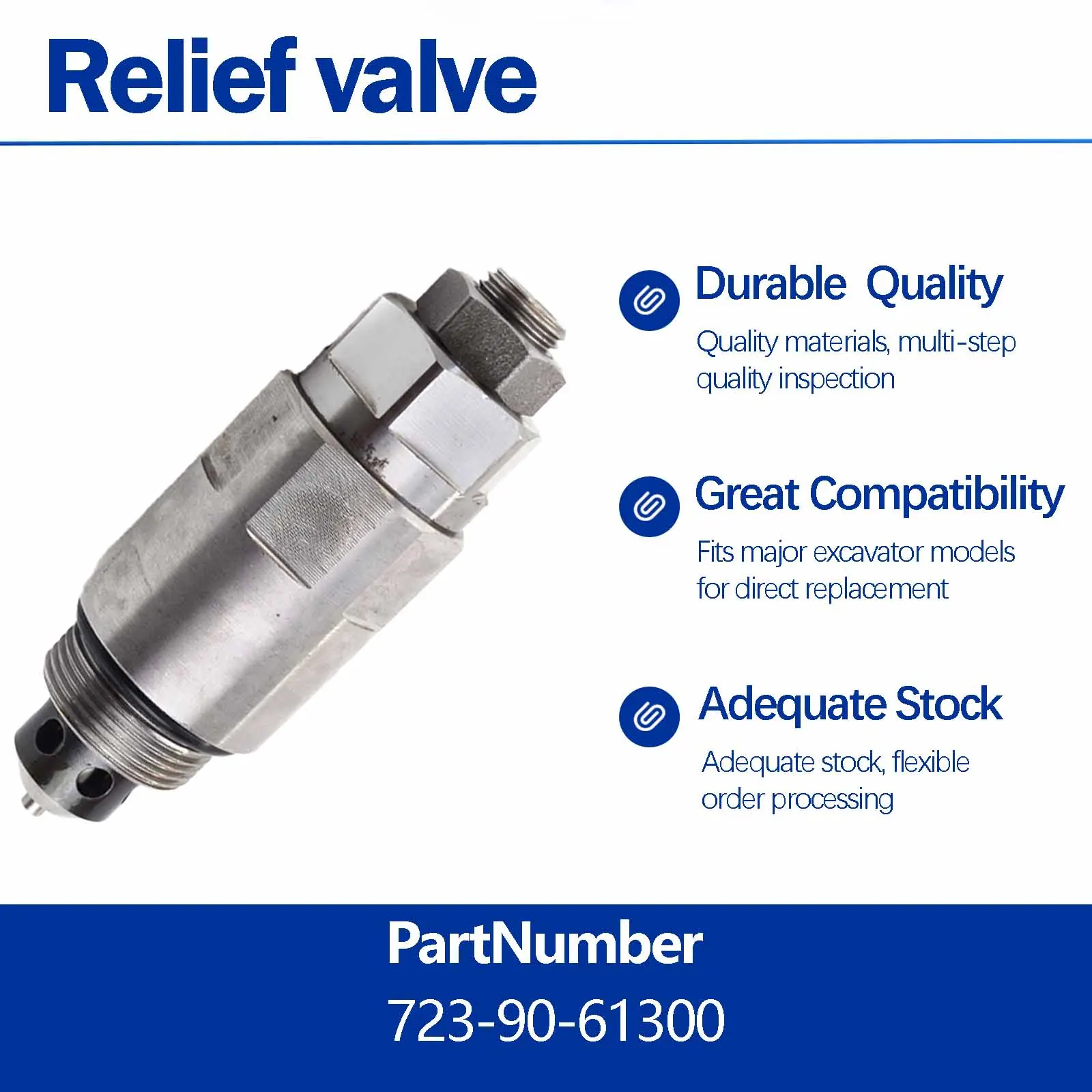 Relief Valve 709-90-55200 KZ000731 723-90-61300 For Komatsu PC200-5 PC200-6 PC200-7 PC60-6 PC120-5 PC220-7 PC120-6 PC128UU