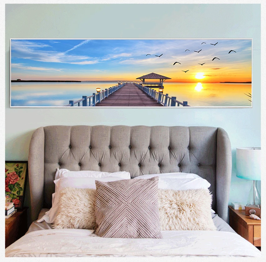 Canvas Painting Panorama Scandinavian Wall Art Picture for Living Room Sunsets Natural Sea Beach Landscape Posters and Prints