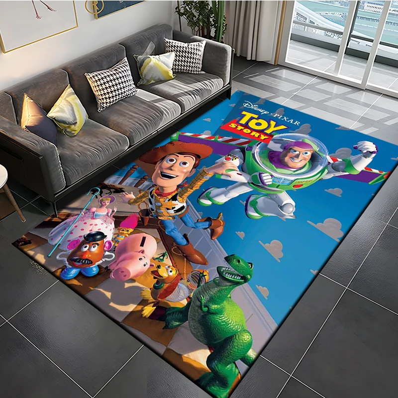 Alfombra de área de Toy Story de dibujos animados de Disney, alfombra 3D para sala de estar, dormitorio de niños, sofá, cocina, Felpudo de