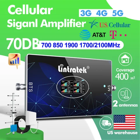 Lintratek Mobilförstärkare 4-bands mobilnätsförstärkare 4g 5g Mobiltelefonsignalförstärkare LTE B28 700 CDMA PCS AWS 1700/2100Mhz 12 best sales Lintratek signalförstärkare - №1