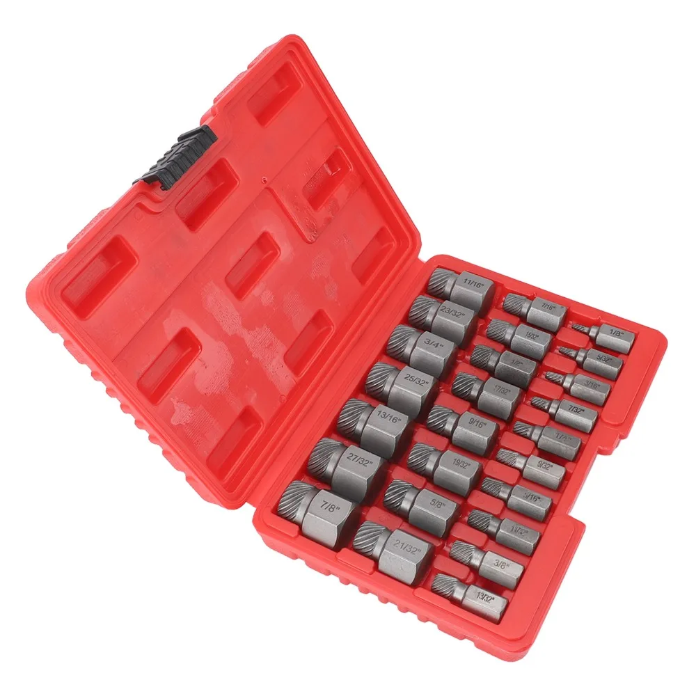 25pcs Multi-Spline Screw Extractor Set Hex Shank Hand Tool Compatible Bolt Remover Tool Power Tool Compatible