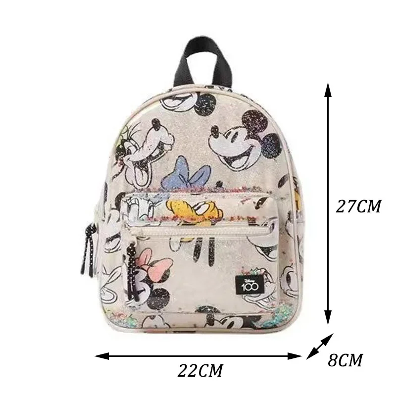 Disney 100th Anniversary Sequin Cartoon Mickey And Friends Transparent Backpack Children Double Shoulder kindergarten Schoolbag