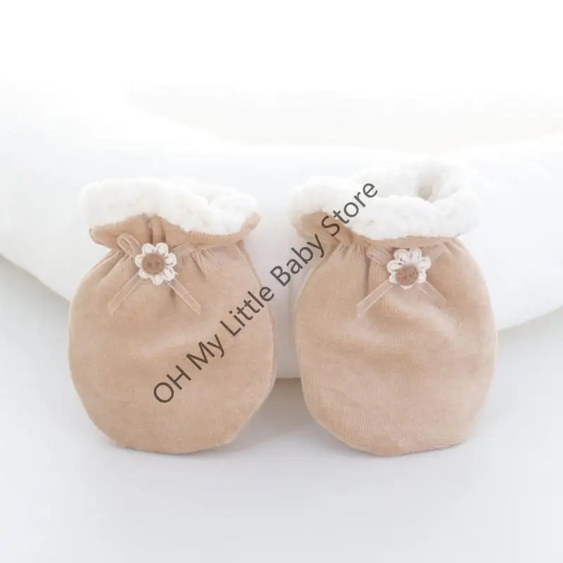 

M76C утепленные варежки для новорожденных 0-3 лет, перчатки для малышей, зимние аксессуары, подарок для душа