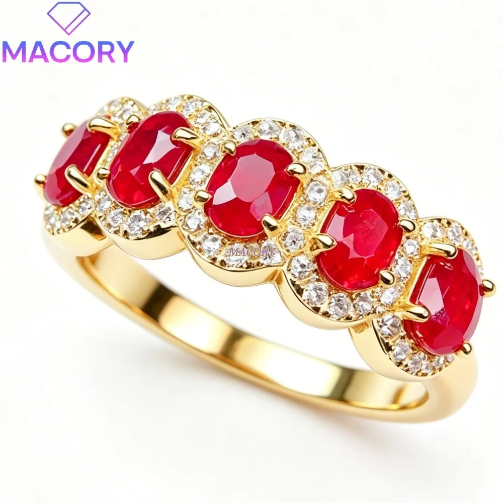 S925 sterling silver natural ruby ring simple delicate style bright colorful Valentine's Day Christmas and anniversaries gift