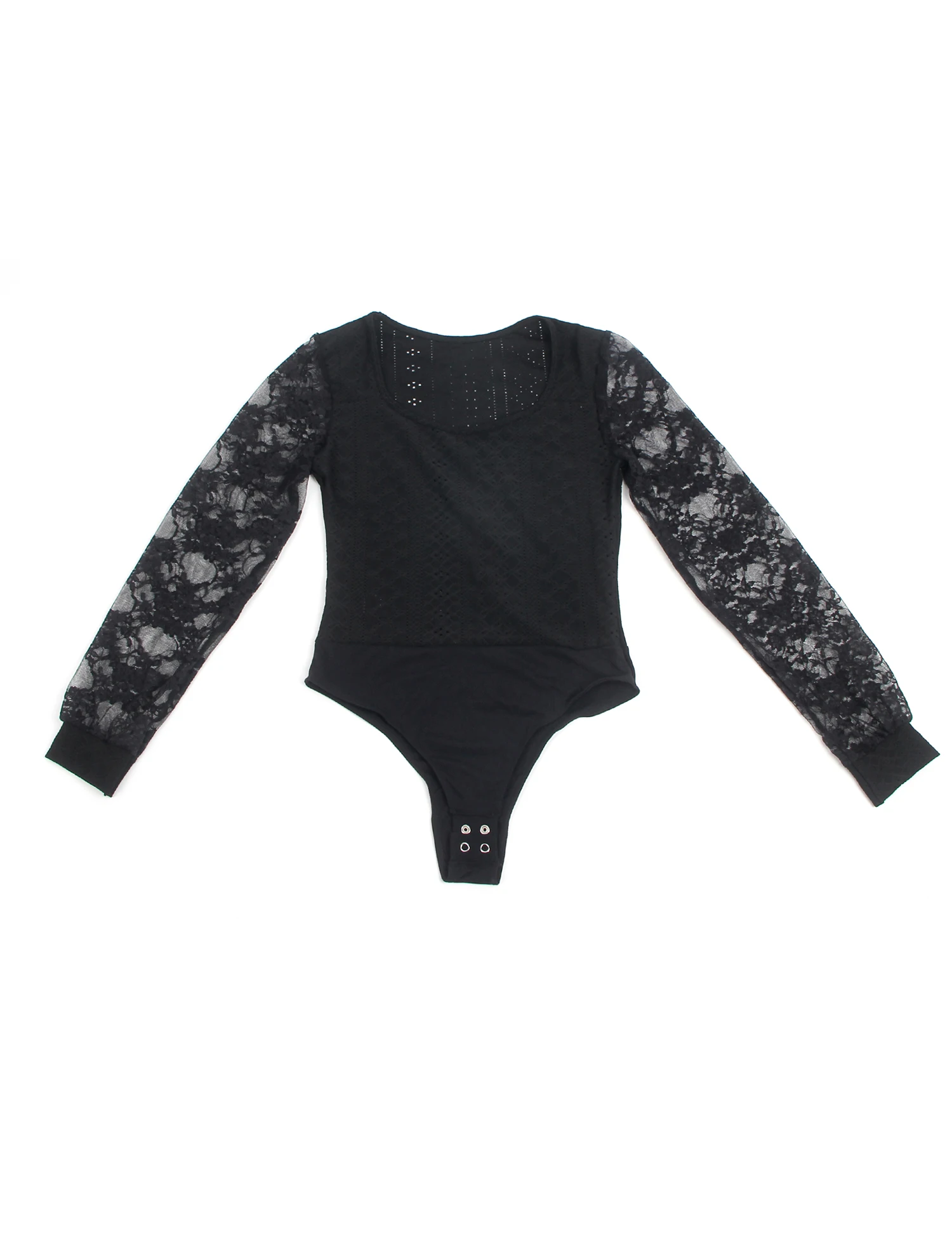 Comeondear Black Mesh Jumpsuit Lingerie See Through Bodysuit Erotic Outfit Pajamas Oversized Long Sleeve One PCS Teddy Rompers