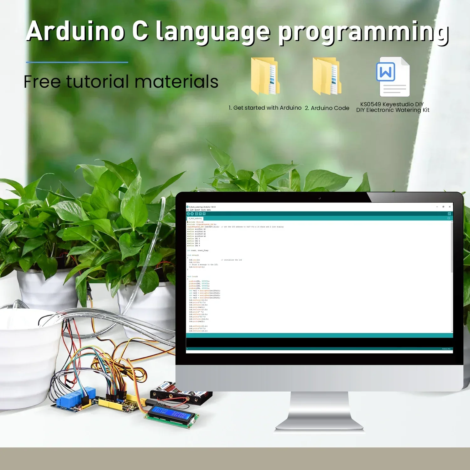 Keyestudio-arduino c言語プログラミング用の電子散水キット、土壌湿度センサー付き自動水花、DIY