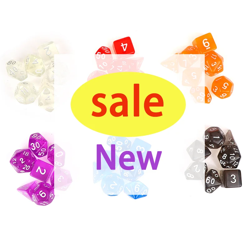 

[New]1pc new Colour 7 piece polyhedral set cloud drop translucent teal rpg dnd with dice bag