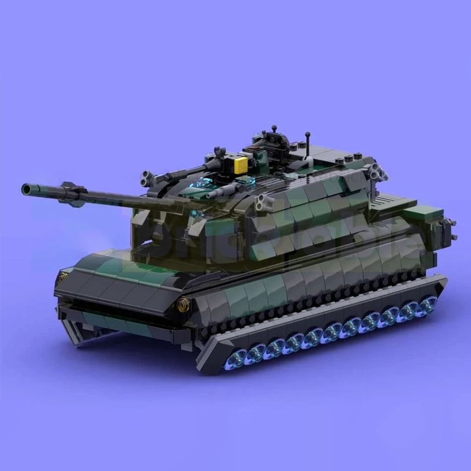 MOC Military Weapons Series Tracked Main Battle Tank Building Blocks Modern Tech Army Heavy Armored Vehicle Bricks Toys Gift