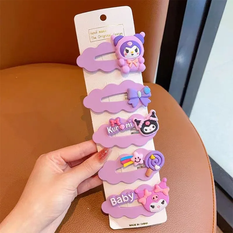Hello Kitty Kuromi Hair Accessory Set, Children's Cartoon Hair Clips, Side Clips, Ponytail Hair Ties, Hair Clips, Hair Tie view 4