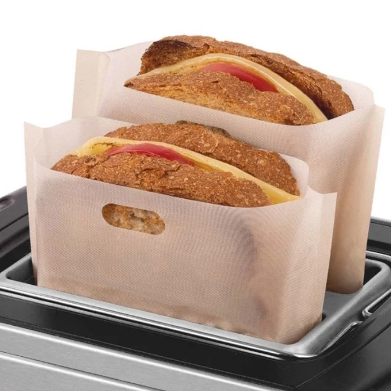 5 Pcs/set Reusable Toaster Bag Sandwich Bags Fiberglass Toast Microwave Heating Non Stick Bread Bag bakery accessories