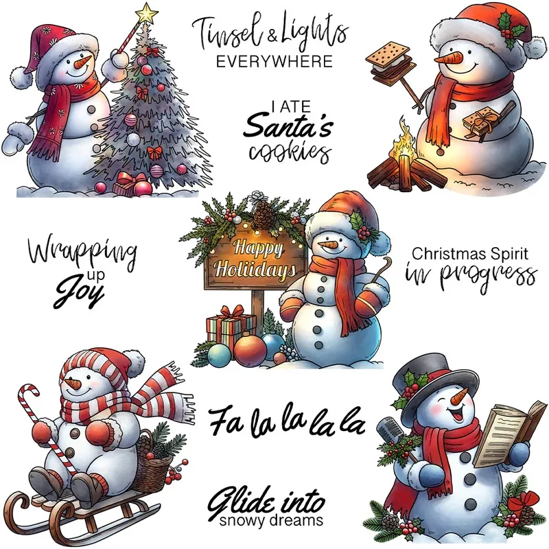 

Winter Season Cute Snowman Clear Stamps DIY Scrapbooking Supplies Silicone Stamp For Card Making Albums Decor