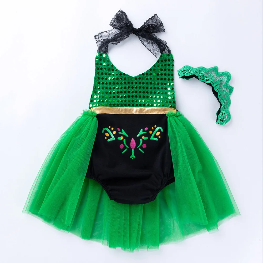 Summer Baby Girl Sets Sequin Tulle Bodysuit+Hairband 2pcs Cute Infant Sleeveless Jumpsuit Girls Outfit Newborn Sets