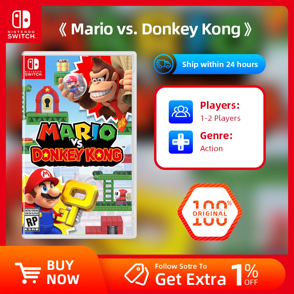 Nintendo Switch Game Deals - Mario Vs. Donkey kong - Games Cartridge Physical Card Support TV Tabletop Handheld Mode