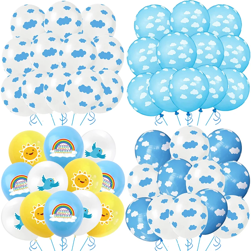 Blue Sky Cloud Latex Balloons Explorer Birthday Balloons Airplane Adventure Up Up and Away Baby Shower Party Cloud Balloons