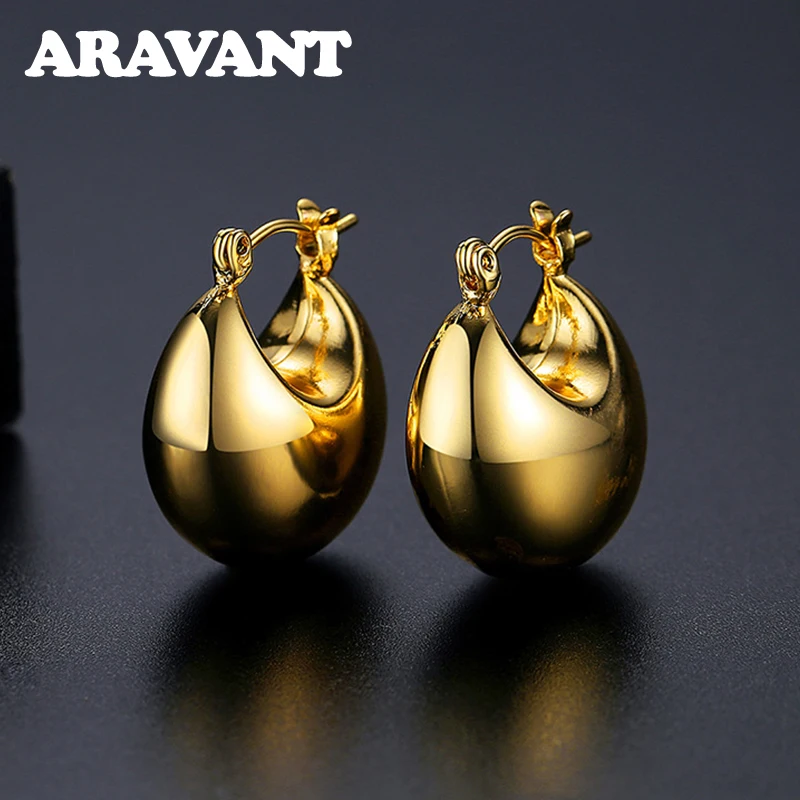 

Aravant 925 Silver 18K Gold Egg Hoop Earring For Women Fashion Jewelry