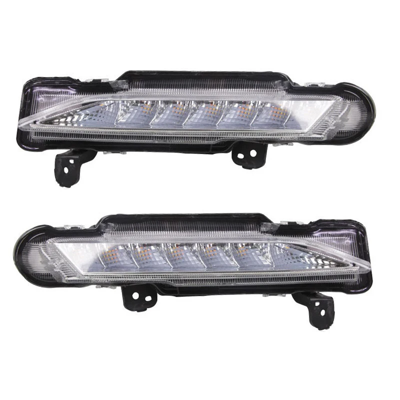 2PCS White Amber LED DRL Daytime Running Light w/ Turn Signal Fog Lamp Fuction For Toyota Yaris 2017-2019 Car Accessories