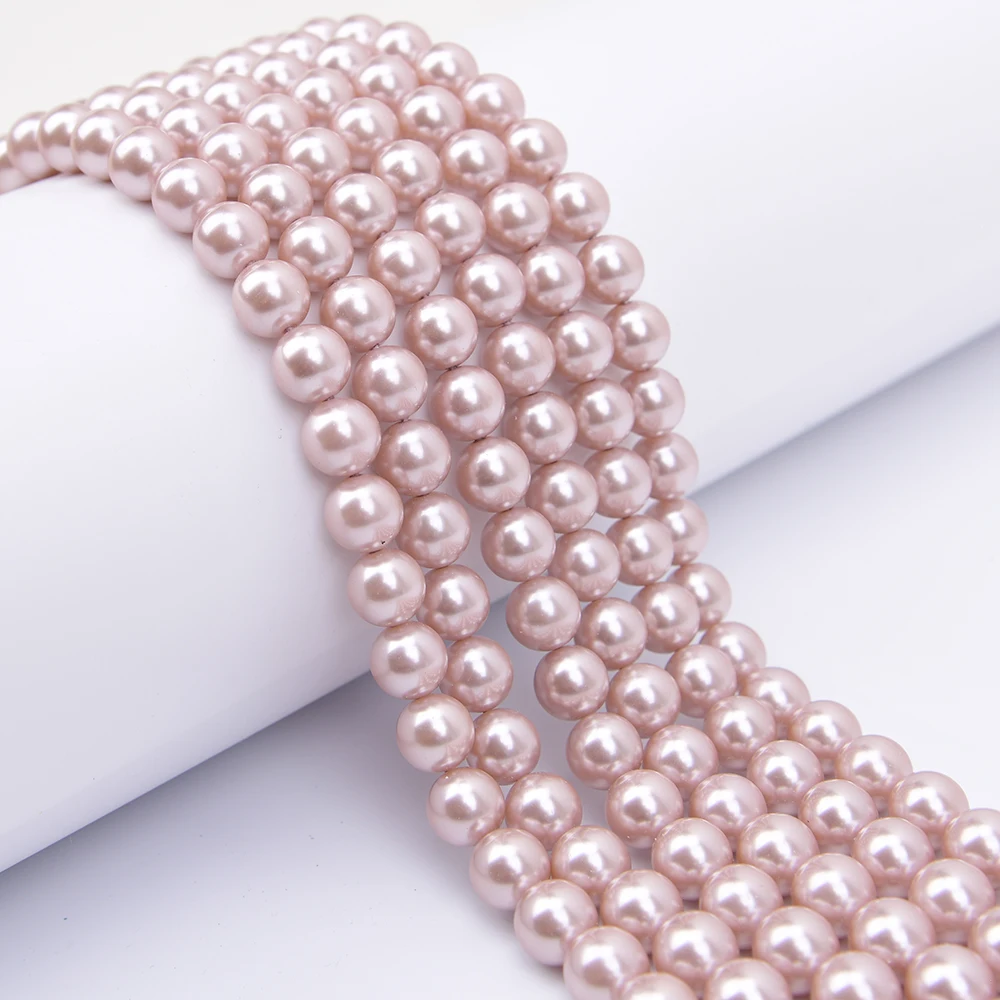 

APDGG 2 Strands 12mm Light Purple Sea Shell Pearl Smooth Round Loose Beads Strand 15.5'' Jewelry Making DIY