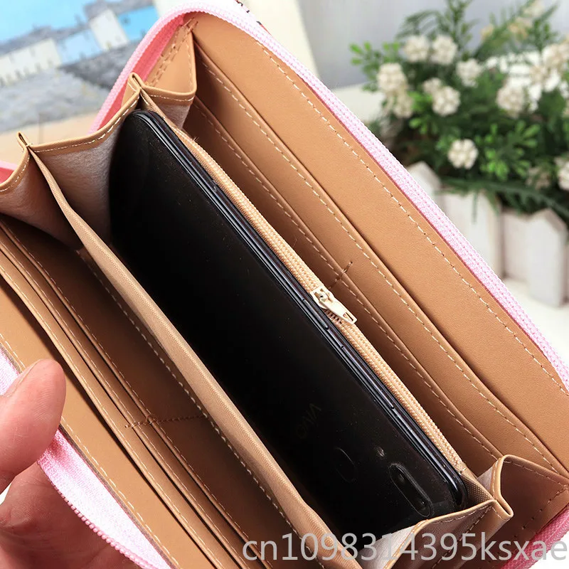 Sanrio Hello Kitty Long Wallet Coin Purse for Women with Zipper Kawaii Portable Handbag Luxury Designer Bag Dropshipping