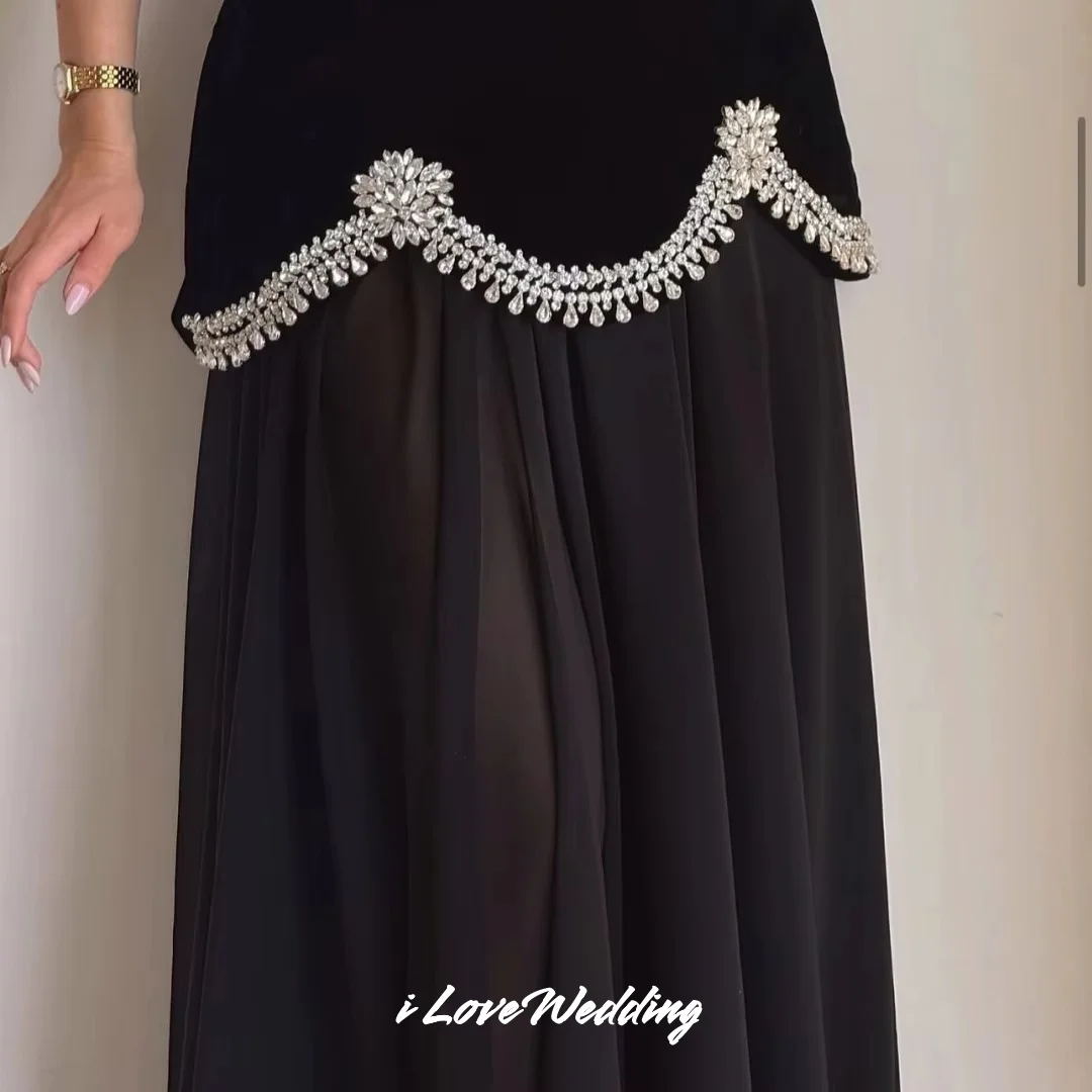 ブラック ビーズ A ライン ストラップレス ノースリーブ プロムドレス ローブ ド ソワレ ウェディング パーティー ドレス フロアレングス エレガント プリーツ カスタム