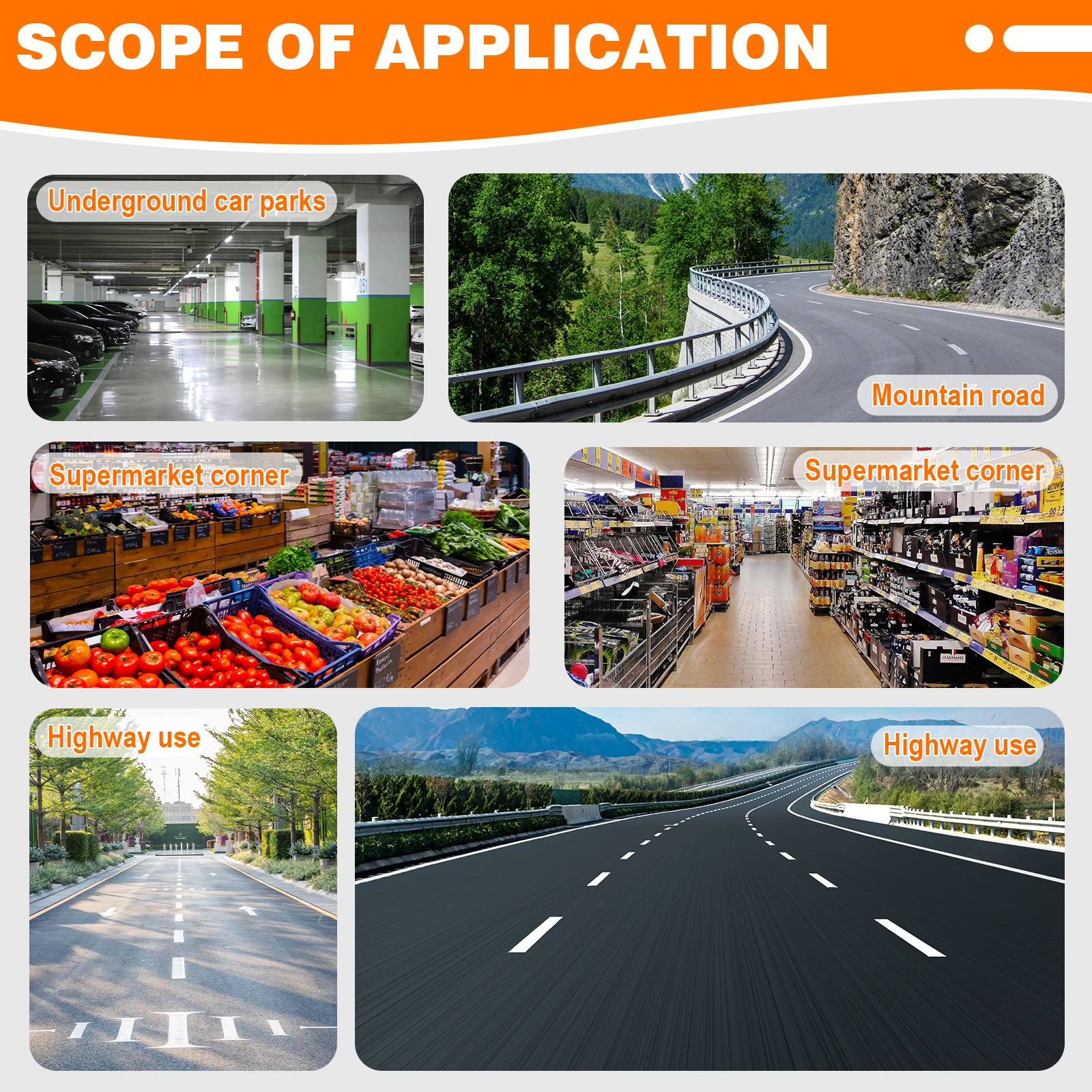 ملخصة غير قابلة للكسر 130 °   مرآة محدبة بزاوية واسعة - مرآة النقطة العمياء للسلامة المرورية للمرآب، ومواقف السيارات، والمستودعات