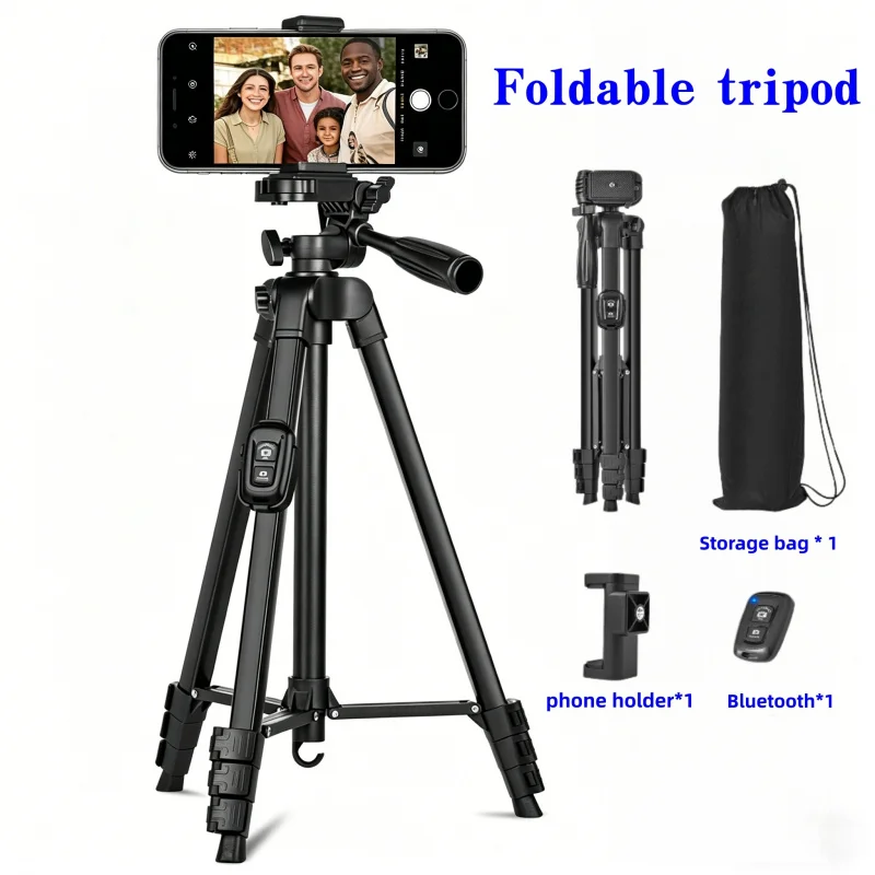 Trípode para Cámara de 60 Pulgadas con Bolsa de Viaje, Trípode Portátil de Aluminio para Teléfono y Cámara DSLR con Control Remoto Inalámbrico