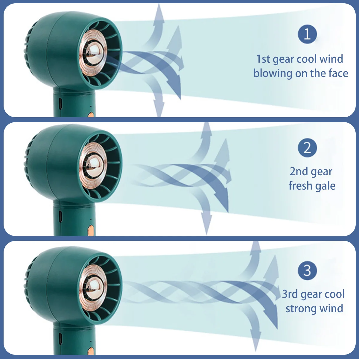 Portable Mini Handheld Fan USB Rechargeable Personal Fan Safe Fan with 3 Adjustable Speeds Electric Cooling Fan Desktop 2023