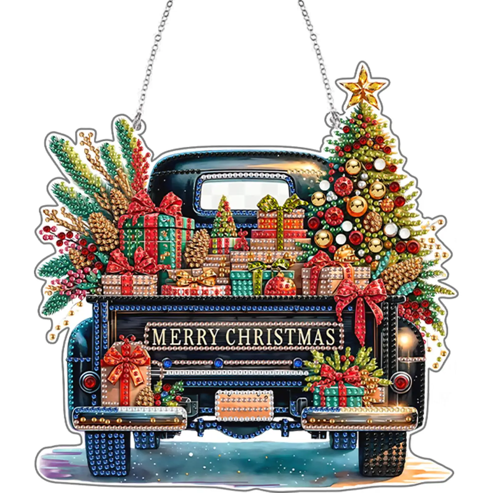 

2D плоский рождественский подарок автомобиль DIY акриловые стразы и бриллианты художественные оконные подвески