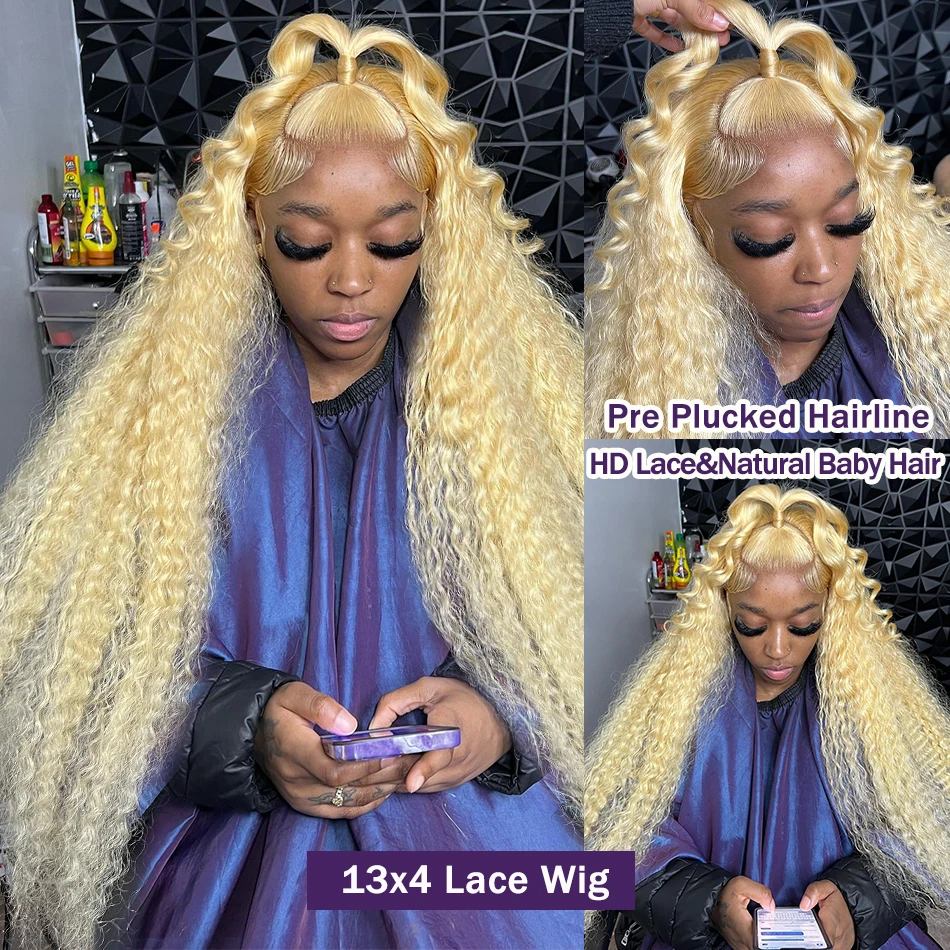 613 Honey Blonde Color 13x6 Lace Frontal Wig Water Curly HD Transparent Brazilian Remy 13x4 Loose Deep Wave Front Human Hair Wig image 3