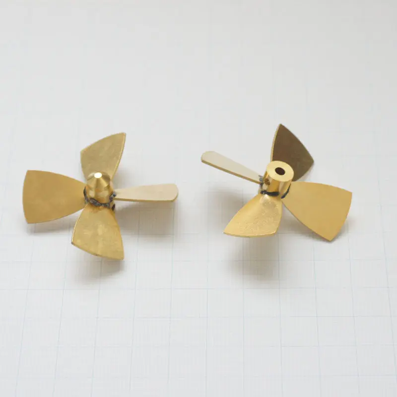 1Pair Shaft Hole Dia 3mm 4-blades Tugboat Propeller Outer Diameter 45mm Simulated Marine Power Accessories for Model Ship Boat