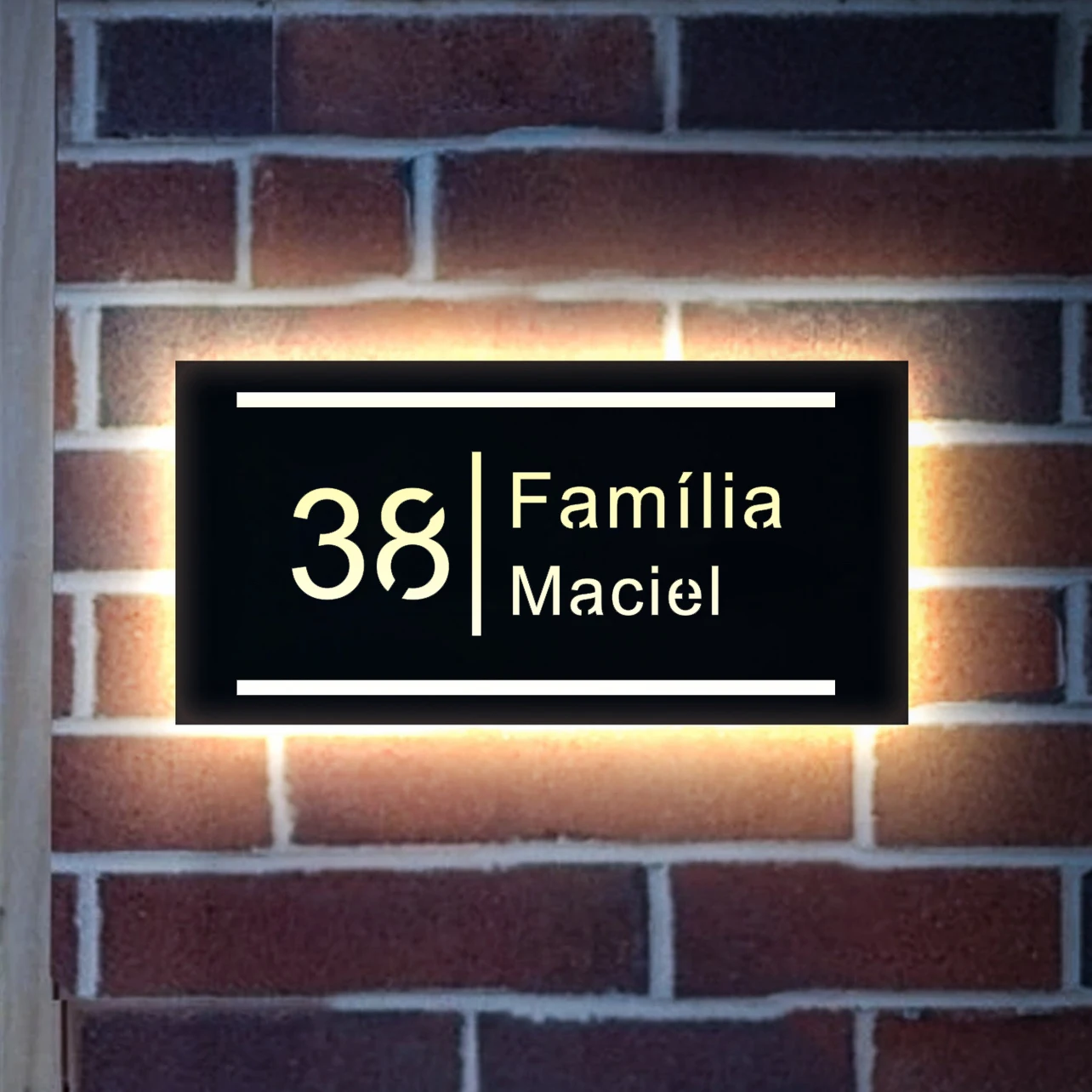 Numero civico moderno personalizzato 3D LED Informazioni sull'indirizzo civico Targa luminosa Decorazione da parete artistica per esterni