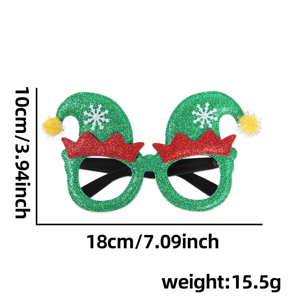 Christmas Party Glasses Glitter Decorative Eyeglasses 6 Styles Xmas Tree Antler Hat Frame Photo Props Holiday Party Decoration