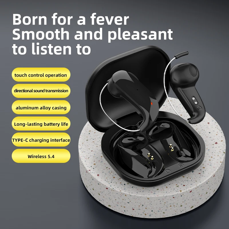 OWS19 سماعات أذن مفتوحة سماعة لاسلكية تعمل بالبلوتوث 5.4 سماعات توصيل هوائي سماعات أذن رياضية تأخير منخفض باس ملابس خفيفة مقاومة للماء