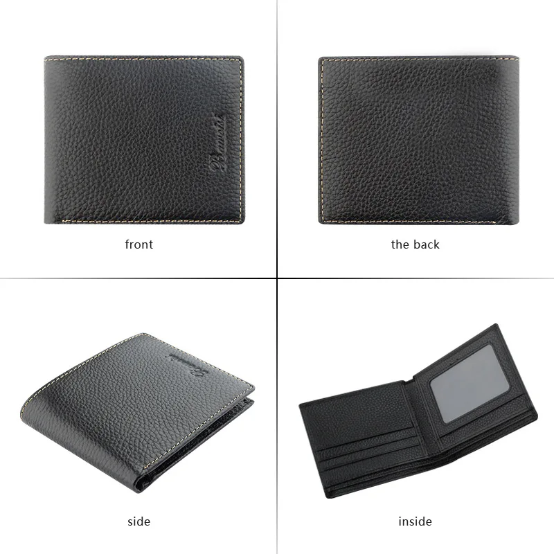 Men Short Wallet Genuine Leather Casual Bifold Wallets Slim Small Card Holder Purse Zipper Coin Pocket Designer High Quality