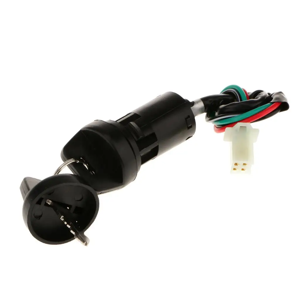 Scooter Ignition Key Motorcycle Key Switch 4 Wire Waterproof Lock for ATV Go Kart Moped 50cc 110cc