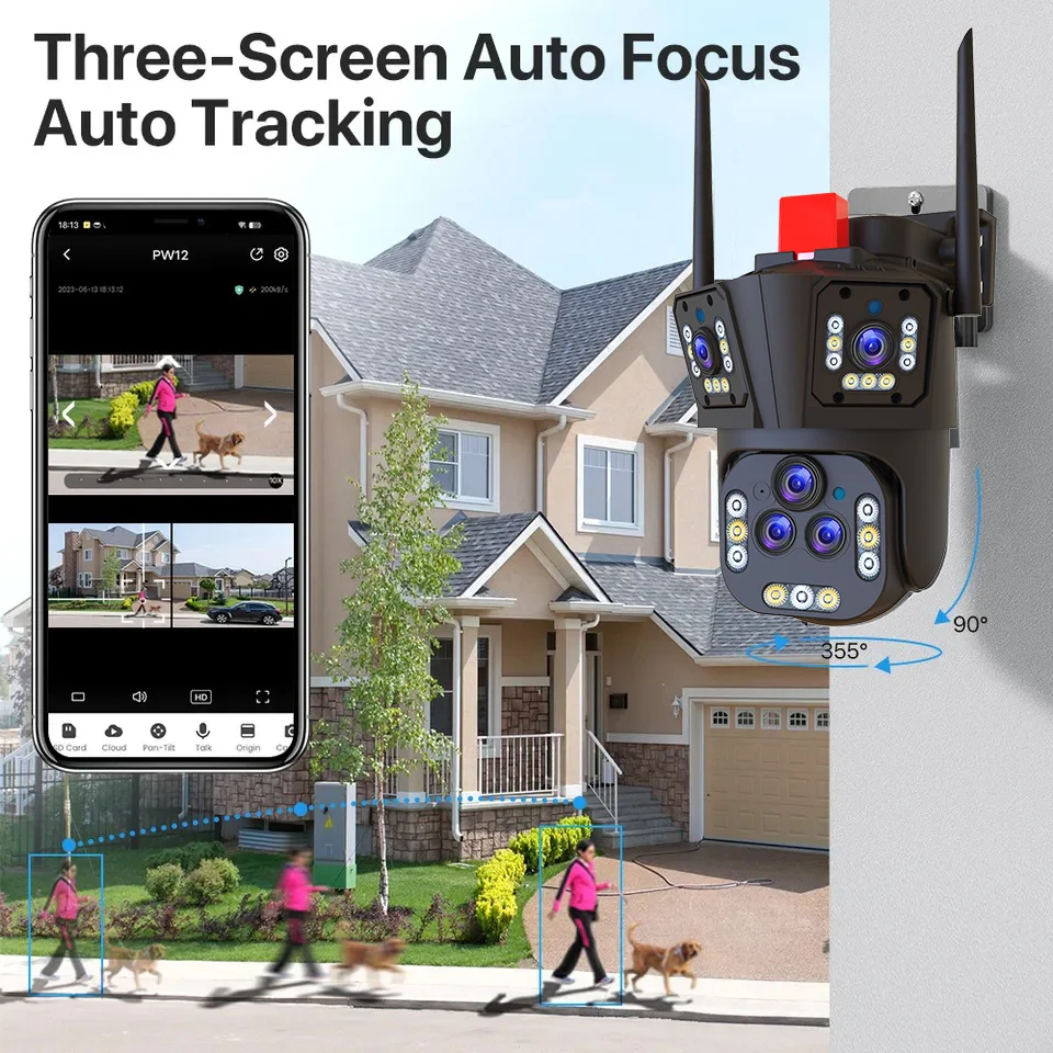 Saikiot 20MP 20X Optical Zoom Outdoor WIFI PTZ Camera 5 Lens 3 Screen CCTV Security Auto Tracking Waterproof PTZ WIFI PTZ Camera