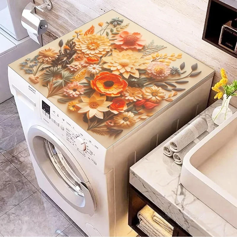 

Non-Slip Washer Dryer Top Cover Mat Dust-Proof Protector Pad with Sunflower Designs for Laundry Room Kitchen Home Decor