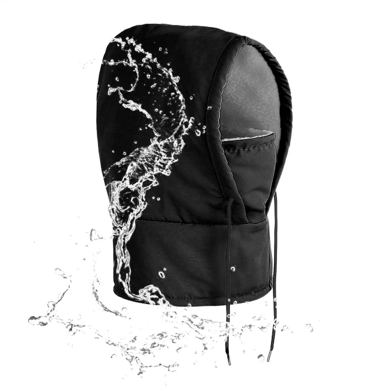 

Windproof Ski Face Covers Waterproof Fleece Hat With Drawstring Winter Adjustable Skiing Hooded Hat For Runners Cyclists Women