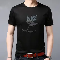 Korean Fashion Men Print Pullover T-shirt Summer New Short Sleeve Male Clothes Basic Bottoming Slim Thin Sports Casual Tops 2023