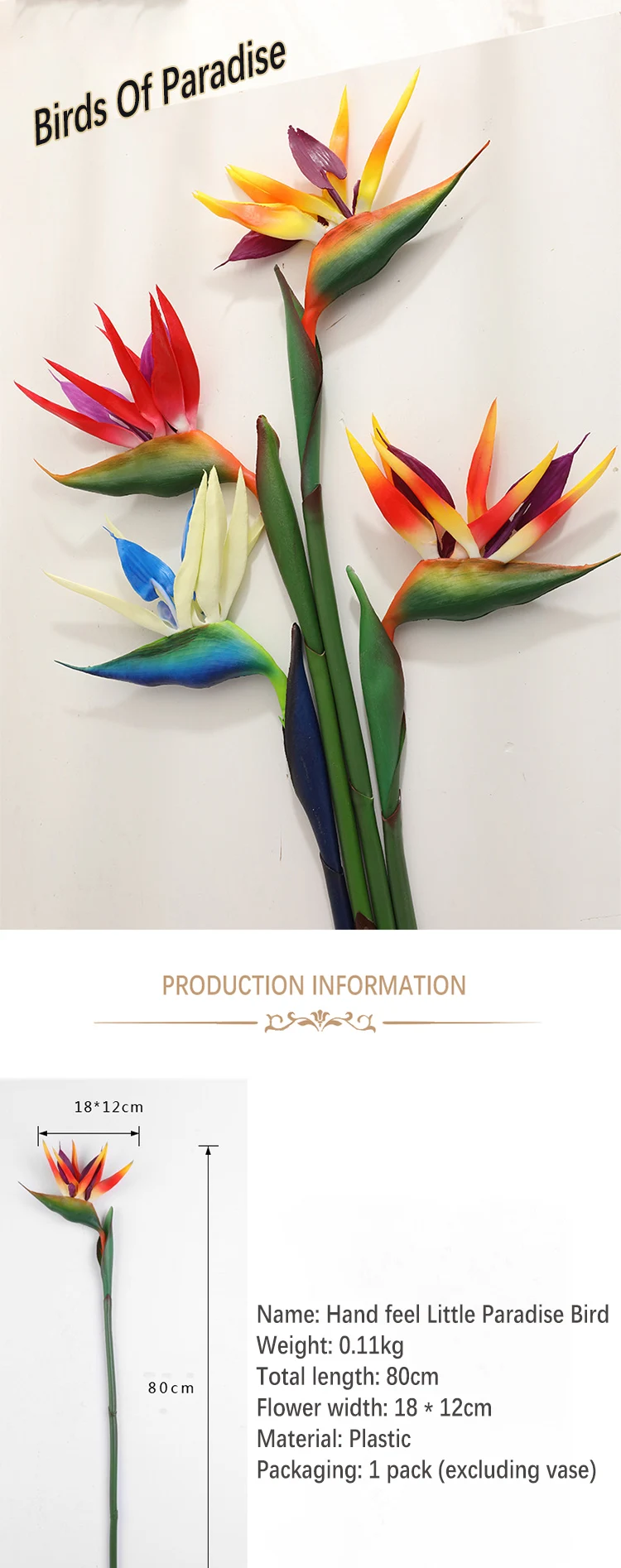 Neue Simulierte Paradiesvögel-Dekoration für Hochzeit, Wohnzimmer, Esstisch, Simulierte Blumendekoration, Pflanzenfotografie-Requisite – Detail 1
