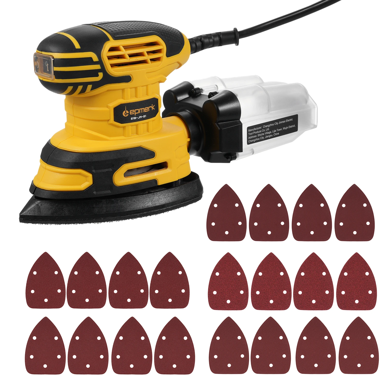 Detail Sander Electric Sander With Dust Collector 220W 1.6Amp Power Sander With 20PCS Sanderpapers And Transparent Dust