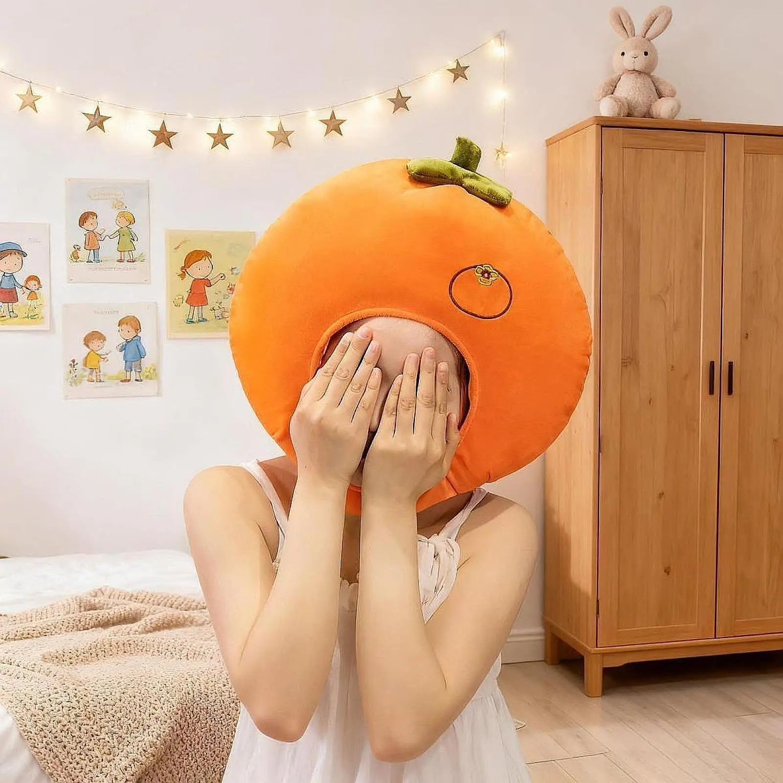 قبعة البرسيمون القطيفة للتصوير الفوتوغرافي قبعة أغطية الرأس الفاكهة الناعمة الإبداعية للحفلات #2