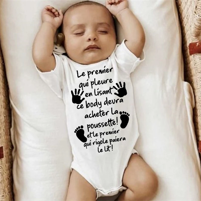 Summer Newborn Bodysuit Funny Baby Jumpsuits Boys Girls Unsex Clothes Short Sleeve Toddler Outfints Letter Print Infant Clothing