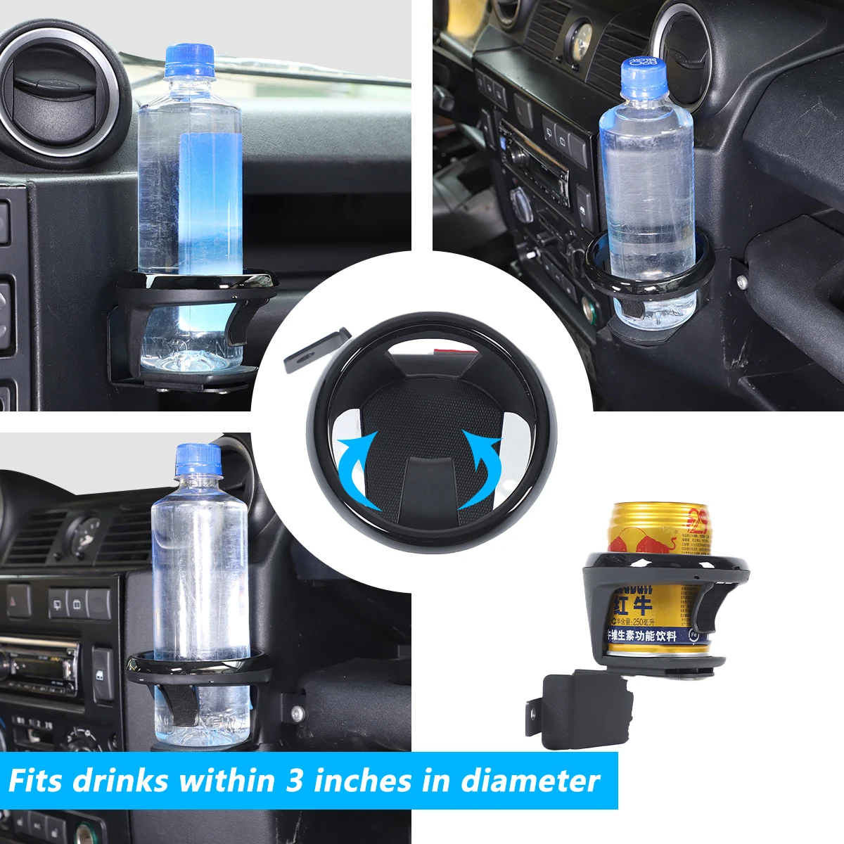 

1Pcs Carbon Steel For Land Rover Defender 90 110 130 2004-2018 Car Co-pilot dashboard handrail water cup holder accessories