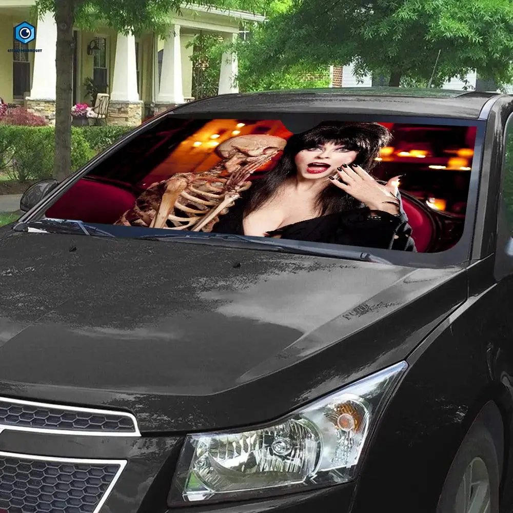 Horror Film E-Elvira M-Mistress D-Dark Windshield Sun Shade for Car SUV Truck Front Window Sun Shade Visor Protector Cover view 6