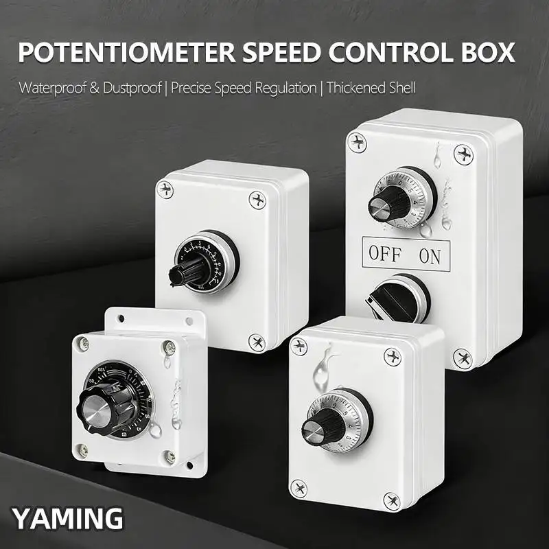 

4.7 10k Waterproof Potentiometer Knob Switch Frequency Converter Speed Control Box Power Control