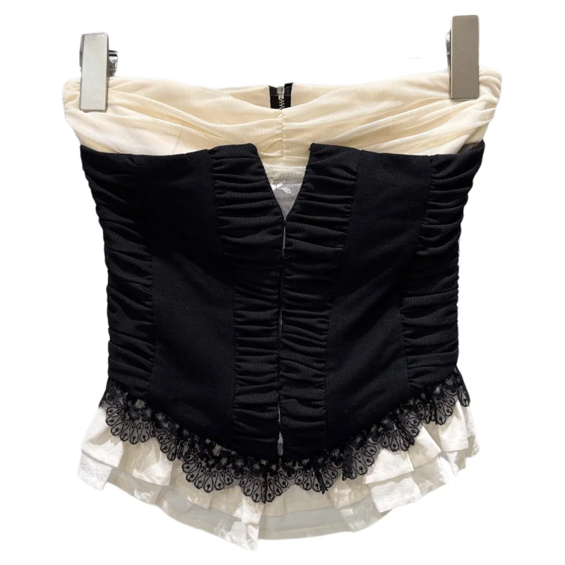 

Модный кружевной жилет с цветовым дизайном и ремешком из волокна, женский жилет Ele Aosphere, Новое поступление, осень 2021, модный Sle